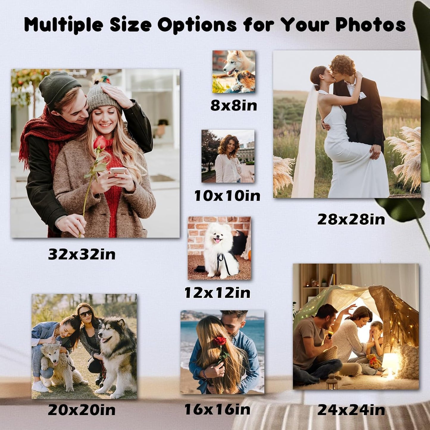 Custom Canvas Prints With Your Photos, Personalized Custom Canvas Wall Art, Customized Wall Art For Bedroom Unique Gift For Christmas Valentine'S Day Wedding Housewarming For Mom Women And Men 24×24