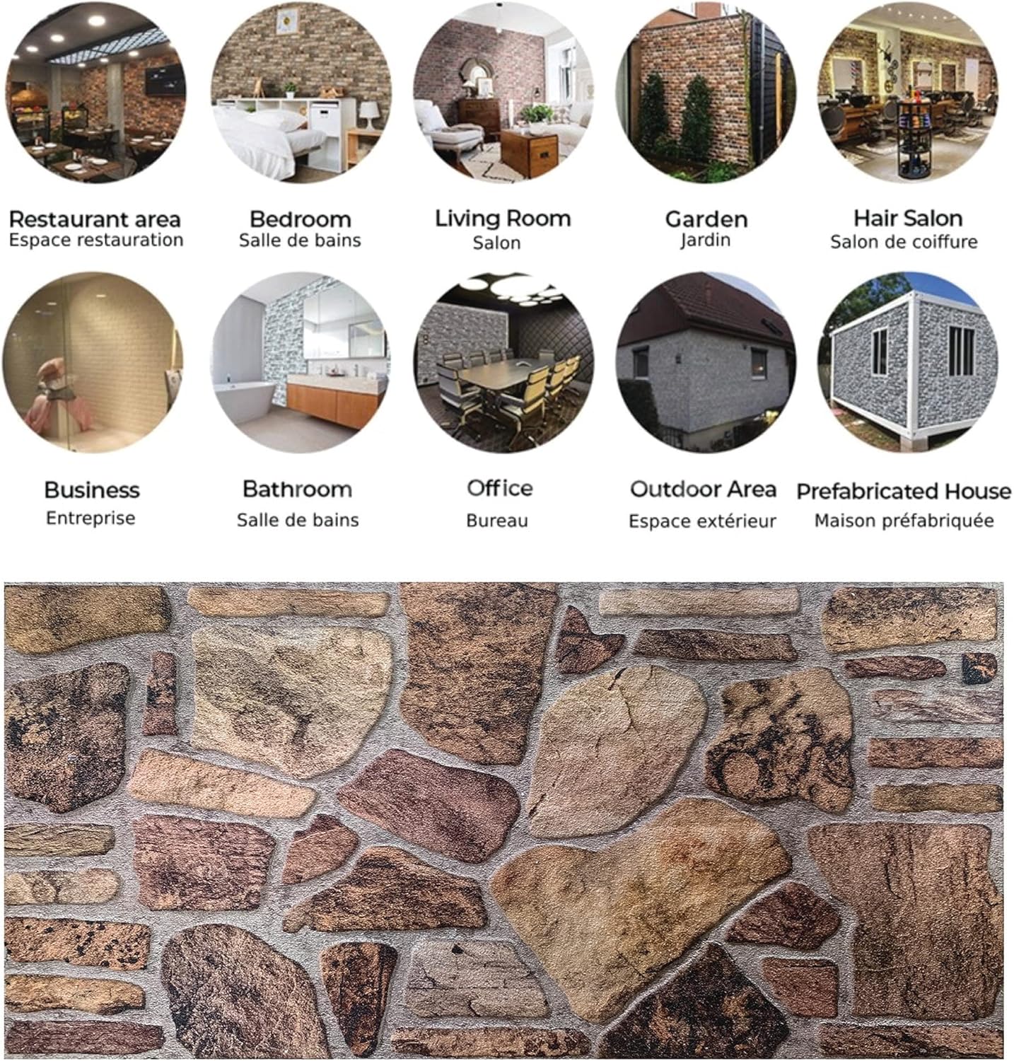Dundee Deco 3D Wall Panels - Cladding Shades of Brown Grey Stone Look Wall Paneling, Styrofoam Facing for Interior and Exterior Applications, DIY, Sample, Size 10 x 10 in.