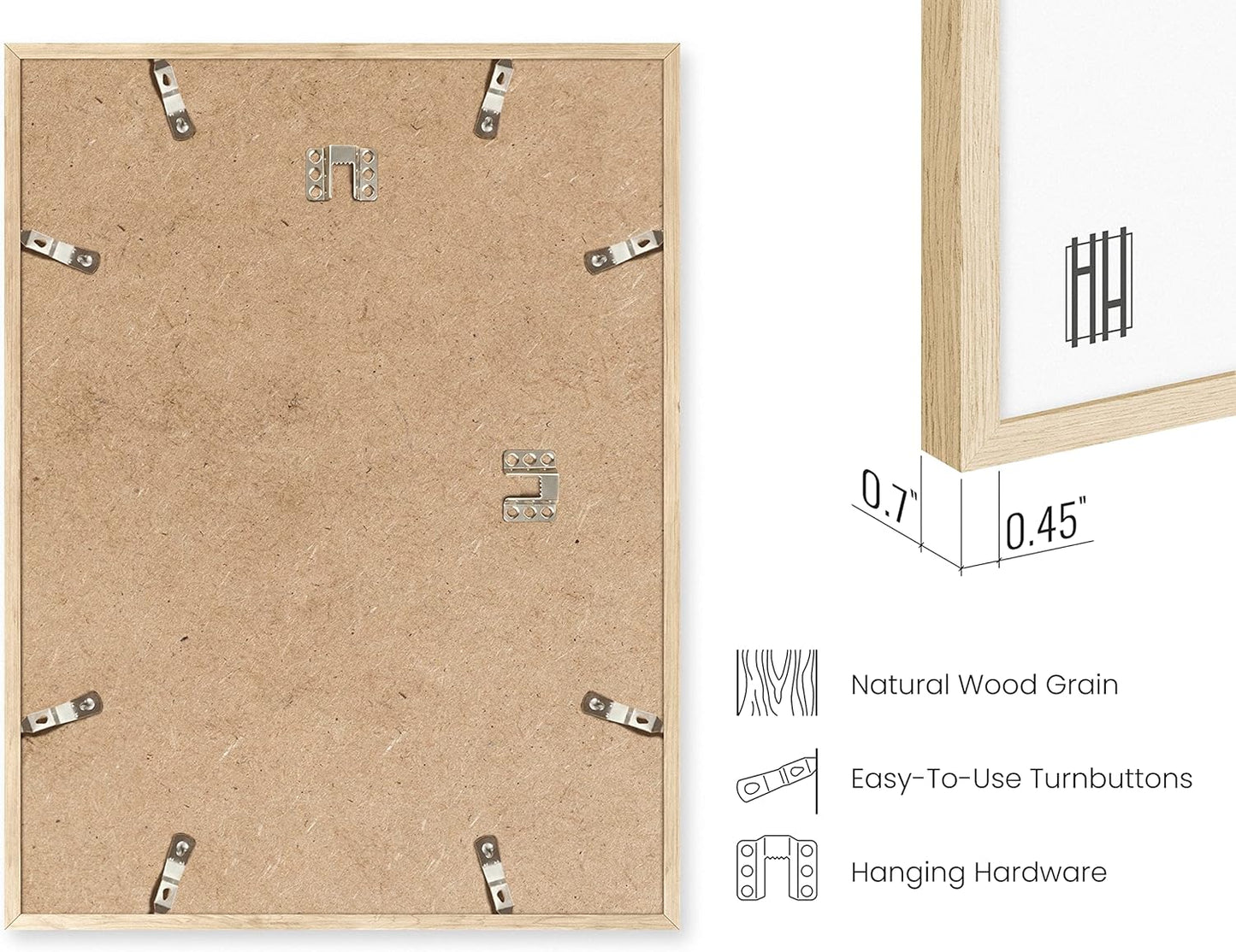 HAUS AND HUES Picture Frame Set - Set of 5 Wall Frames Collage Set, Collage Photo Frames, Natural Wood Picture Frames, Gallery Wall Decor, (Two 8x10, Two 11x14, One 16x20 Framed Beige)