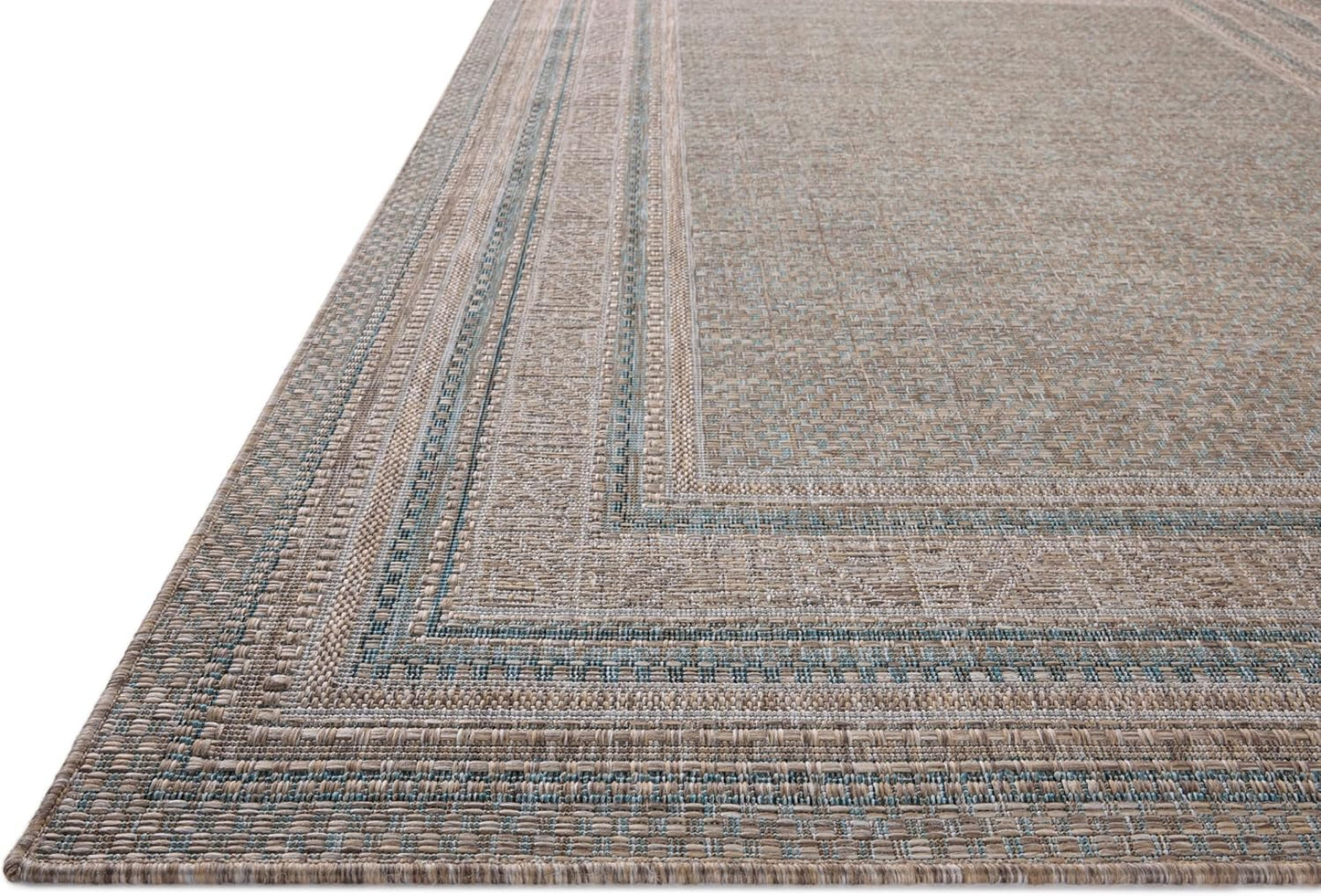 Loloi Amber Lewis Topanga Collection TOP-05 Natural/Teal 5'-3" x 7'-6" Indoor/Outdoor Area Rug