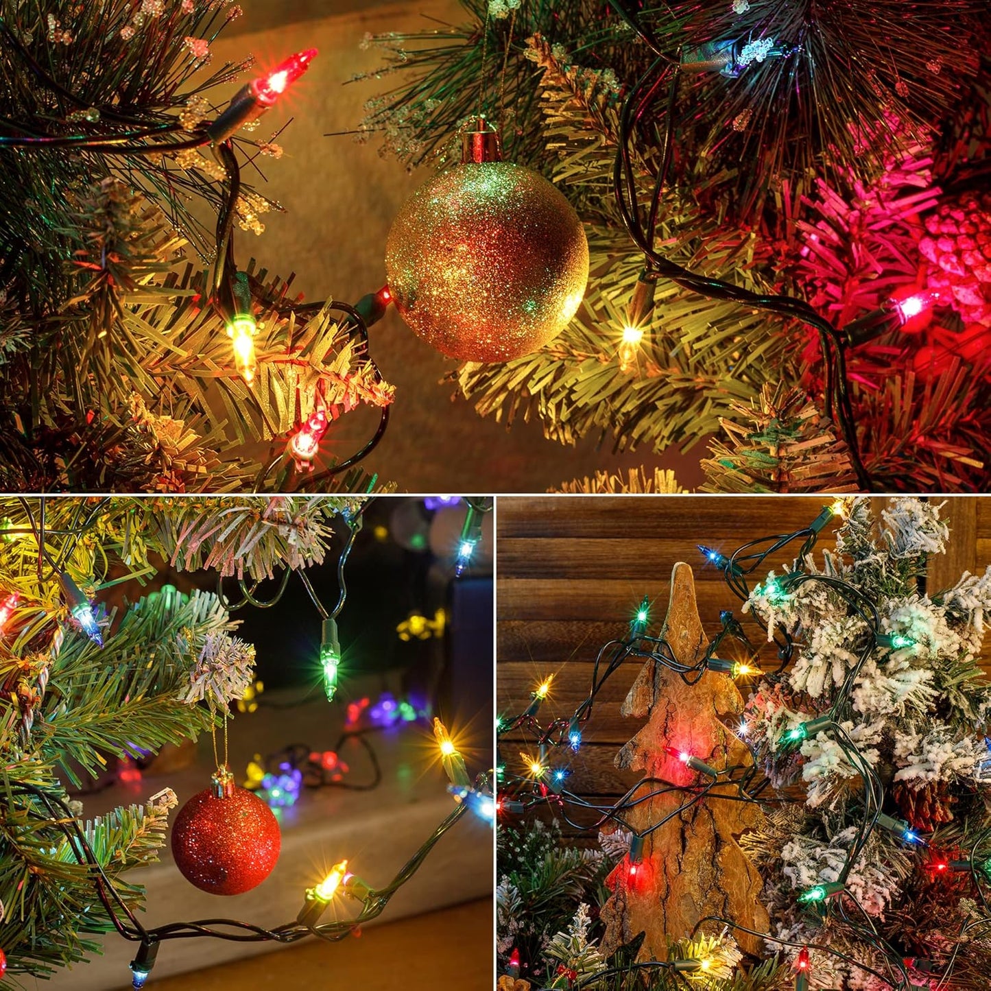 Hopolon Christmas Lights Multicolor,2PACK 13 Feet 50Count Incandescent Christmas Tree Lights with Green Wire,Connectable Mini Lights Set for Indoor,Outdoor,Holiday,Home,Party,Xmas,Easter,Multicolor