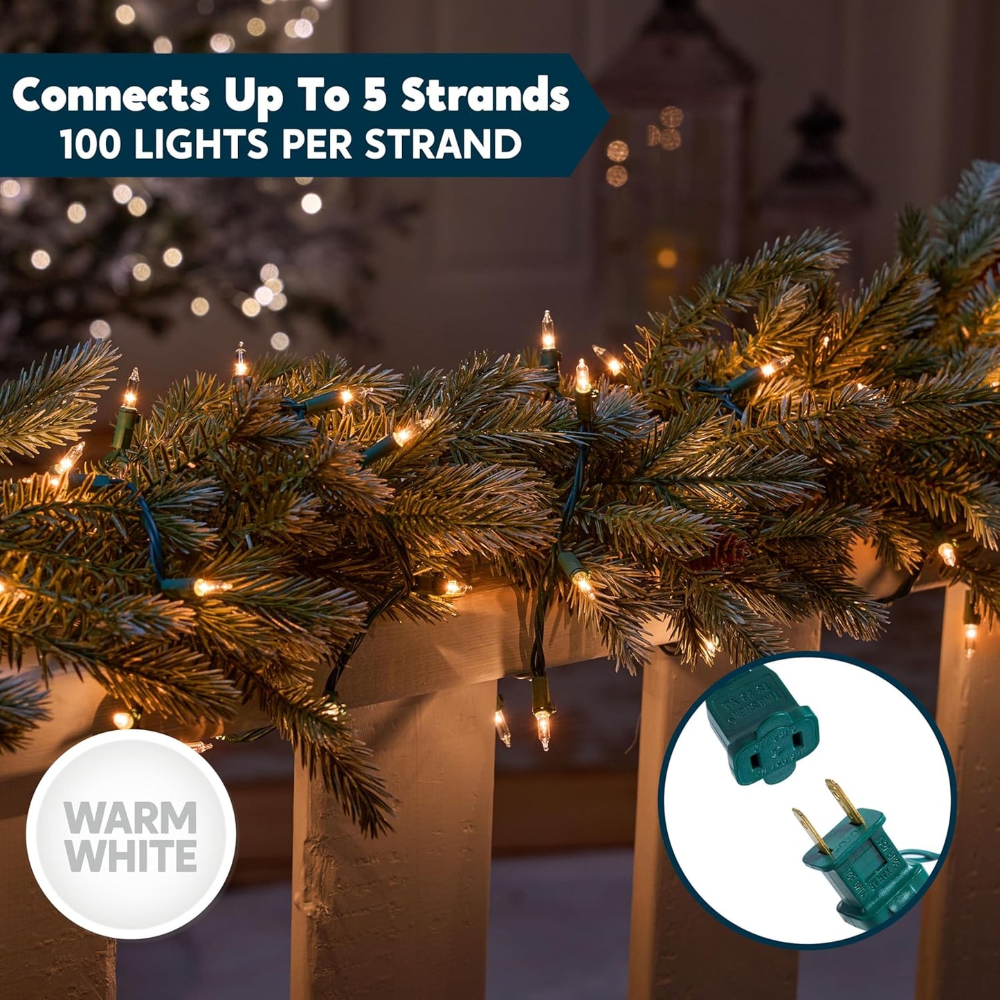 Joiedomi Clear Christmas String Lights Indoor,300(3x100) Mini Warm White Fairy Light,64.2 FT Lighting Decor for Patio Dorm Classroom Bedroom Holiday Wedding Party Garland Birthday Festival,Green Wire