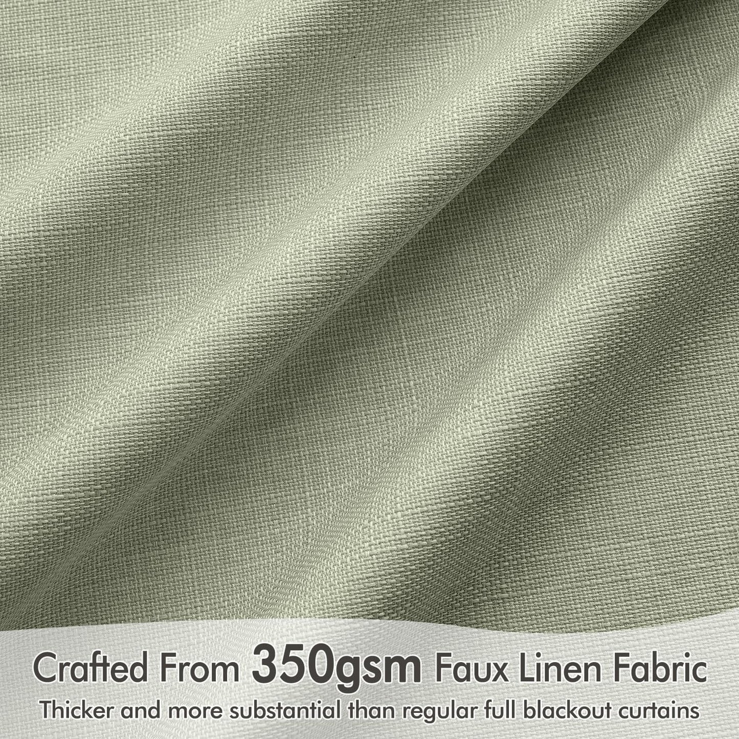 MIULEE 100% Blackout Curtains 120 Inch Long 2 Panels for Bedroom, Thick Luxury Faux Linen Black Out Curtain Room Darkening Back Tab Pleat Window Textured Drapes with Hooks for Living Room, Sage Green