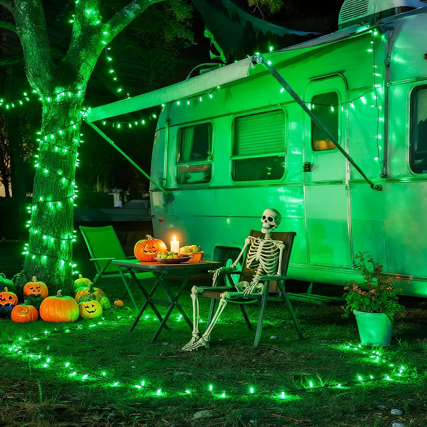JMEXSUSS 200 LED Halloween Lights Outdoor, 66ft Connectable Green String Lights Plug in, 8 Modes Waterproof Green Christmas Lights for Outside, Indoor, Yard, St Patrick's Day, Xmas, Halloween Decor