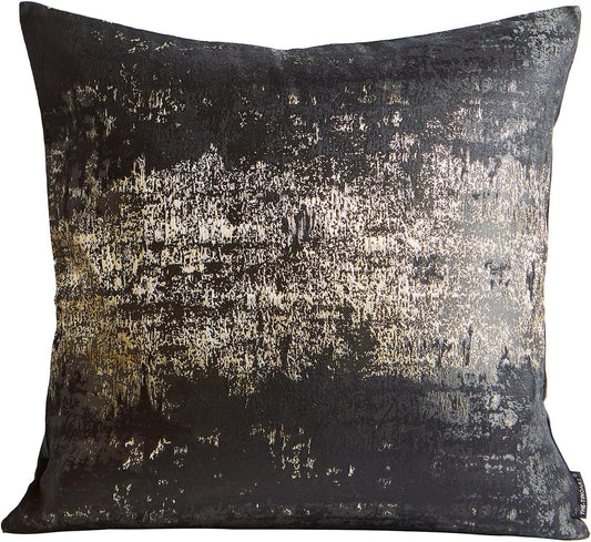THE-TINOART Black & Gold Modern Luxury Pillow Cover 22x22 - Jacquard Embroidery with Metallic Thread, Reversible Decorative Throw Pillow Cover for Sofa/Bed, Velvet Backing