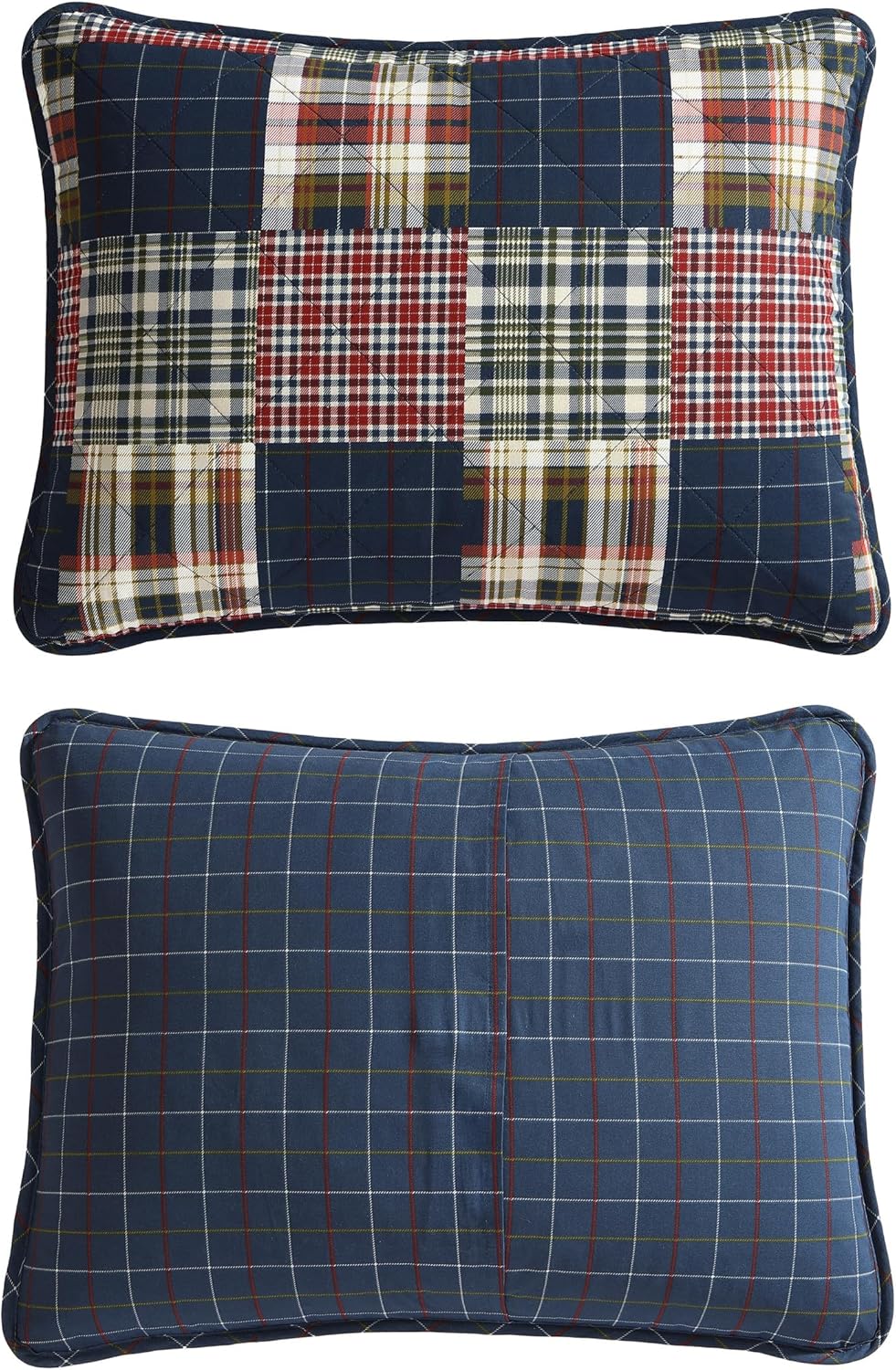 Eddie Bauer - Twin Quilt Set, Cotton Reversible Bedding with Matching Sham, Lightweight Home Decor for All Seasons (Madrona Navy/Red, Twin)