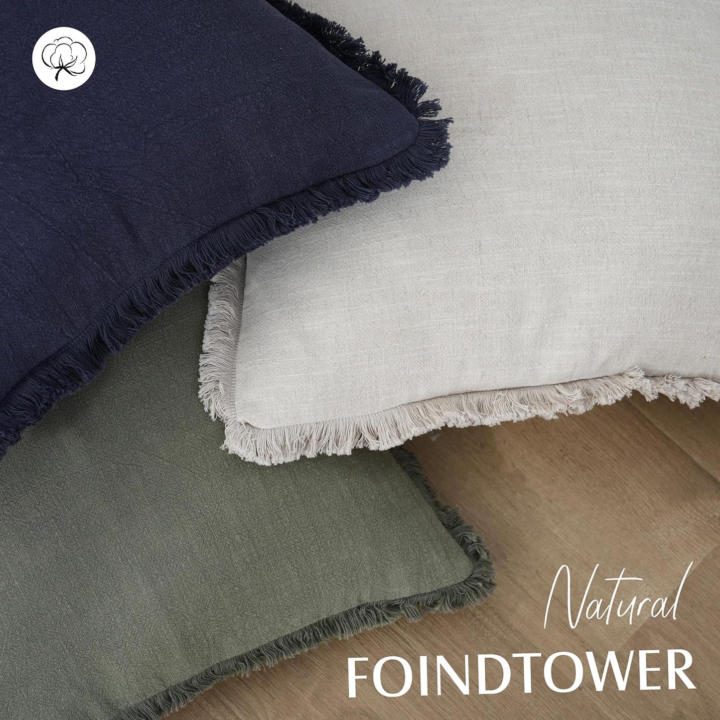 Foindtower Set of 2 Decorative Linen Fringe Throw Pillow Covers Boho Farmhouse Cushion Cover with Tassels Accent Pillowcase for Couch Bed Sofa Living Room Home Bedroom Decor, 12×24 Inch, Olive Green