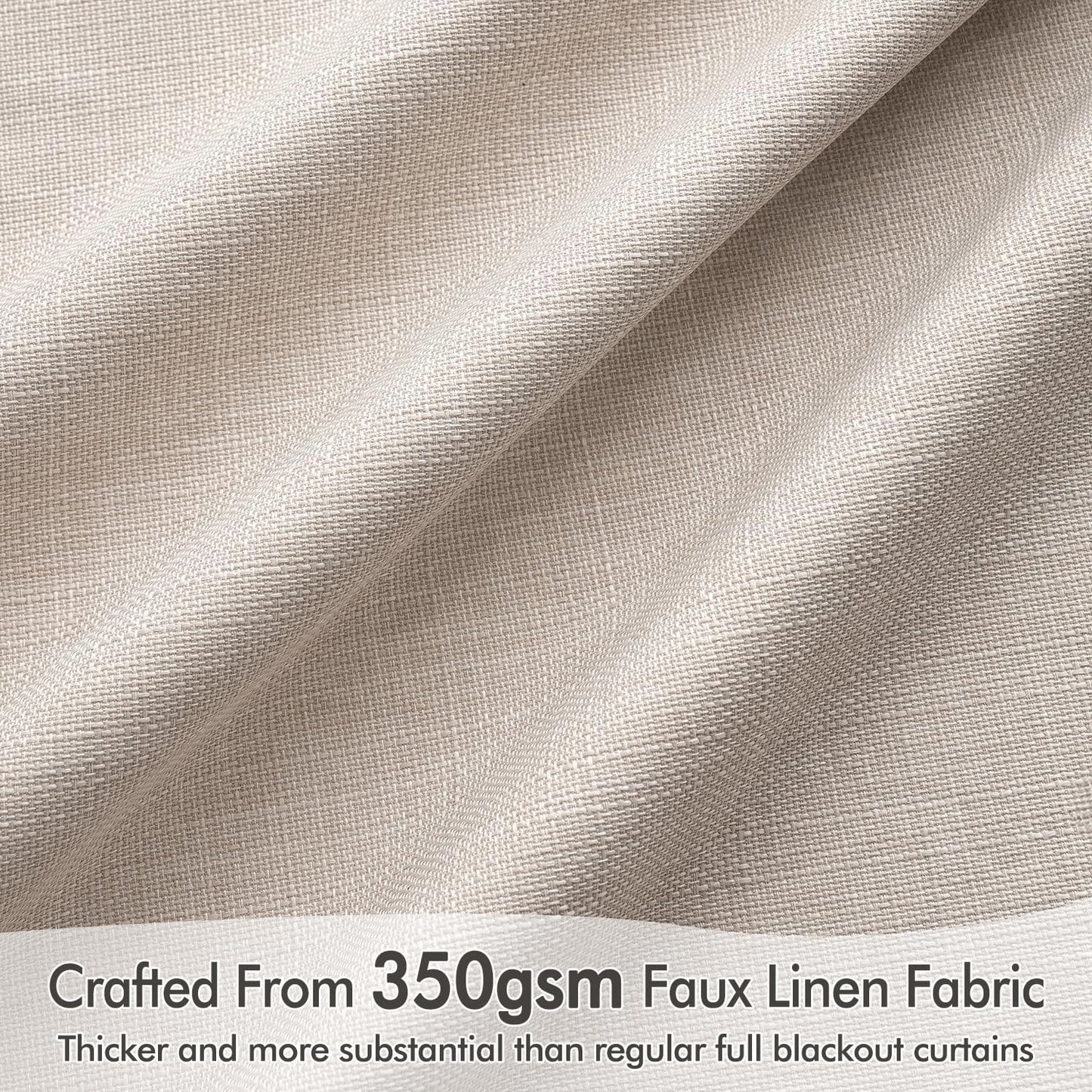 MIULEE 100% Blackout Curtains 120 Inch Long 2 Panels Set for Bedroom, Thick Luxury Faux Linen Black Out Curtain Room Darkening Back Tab Pleat Window Textured Drapes with Hooks for Living Room, Beige