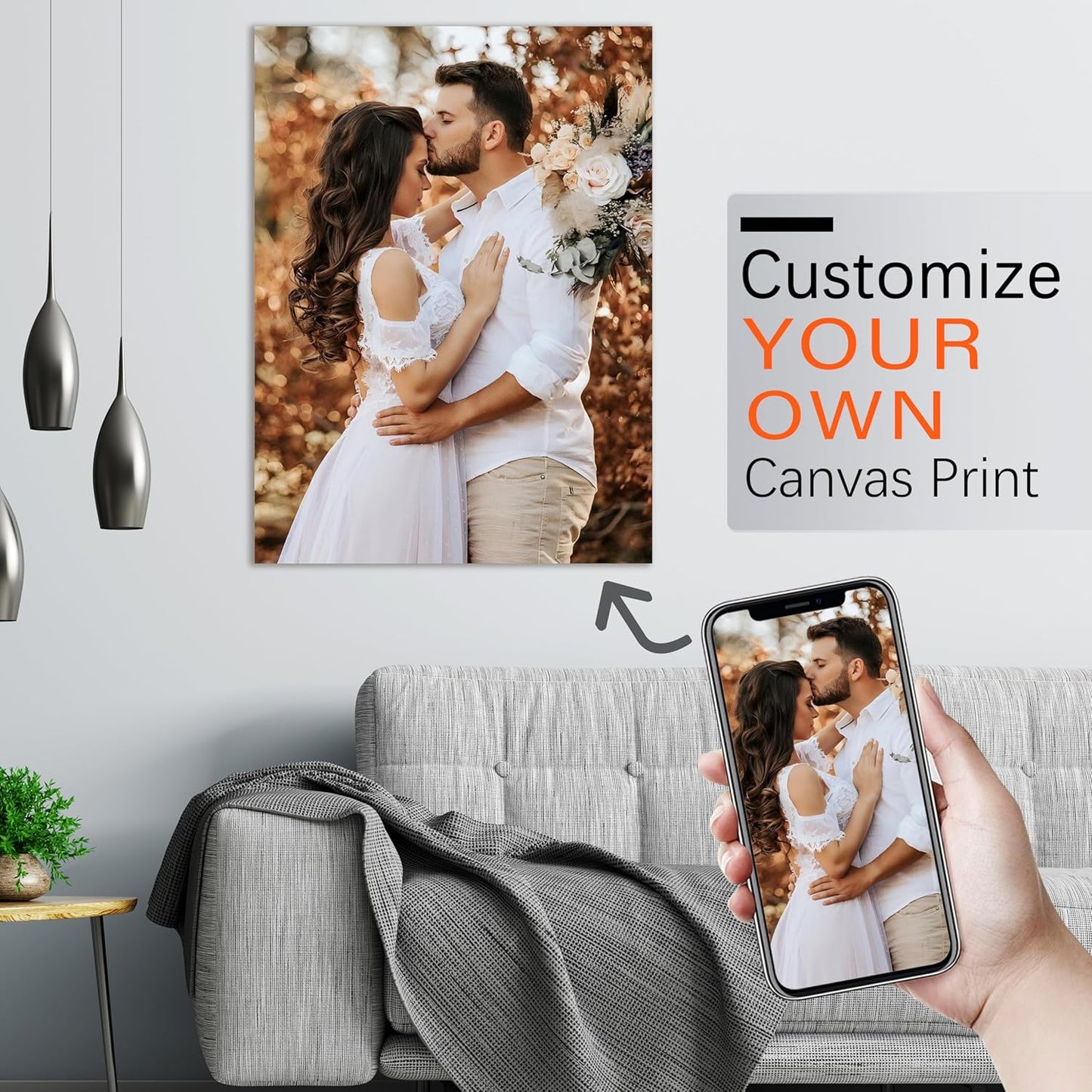 YUNART Ship Next Day - Custom Canvas Prints with Your Photos, Personalized Canvas with Pictures Print for Wall Art Bedroom, Customized Photo Gifts for Couple Men Women Mom Baby Dog Family - 28"x40"
