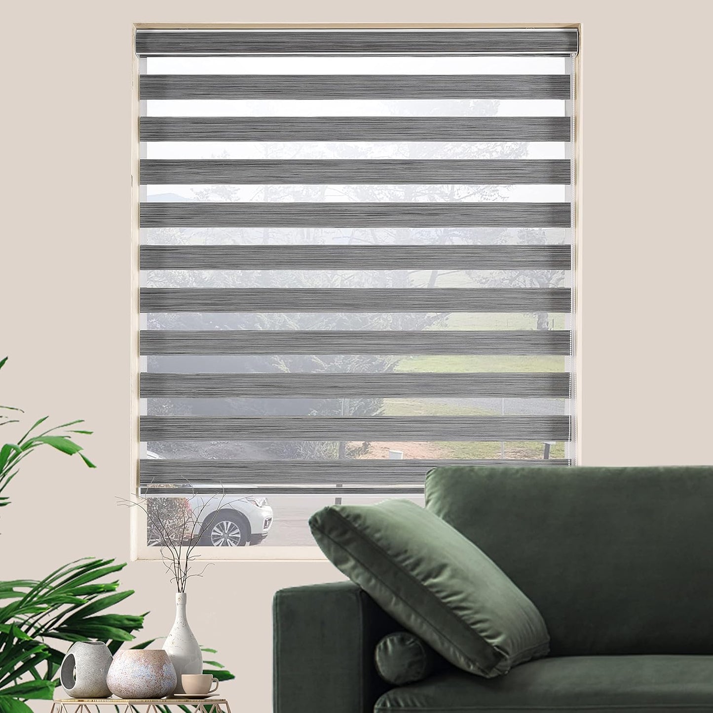 Zebra Blinds Window Blind Zebra Shade Blinds for Windows Roller Sheer Shades Privacy Light Filtering Shades for Home Kitchen Bathroom (Width 59'' X Height 72'' Grey)