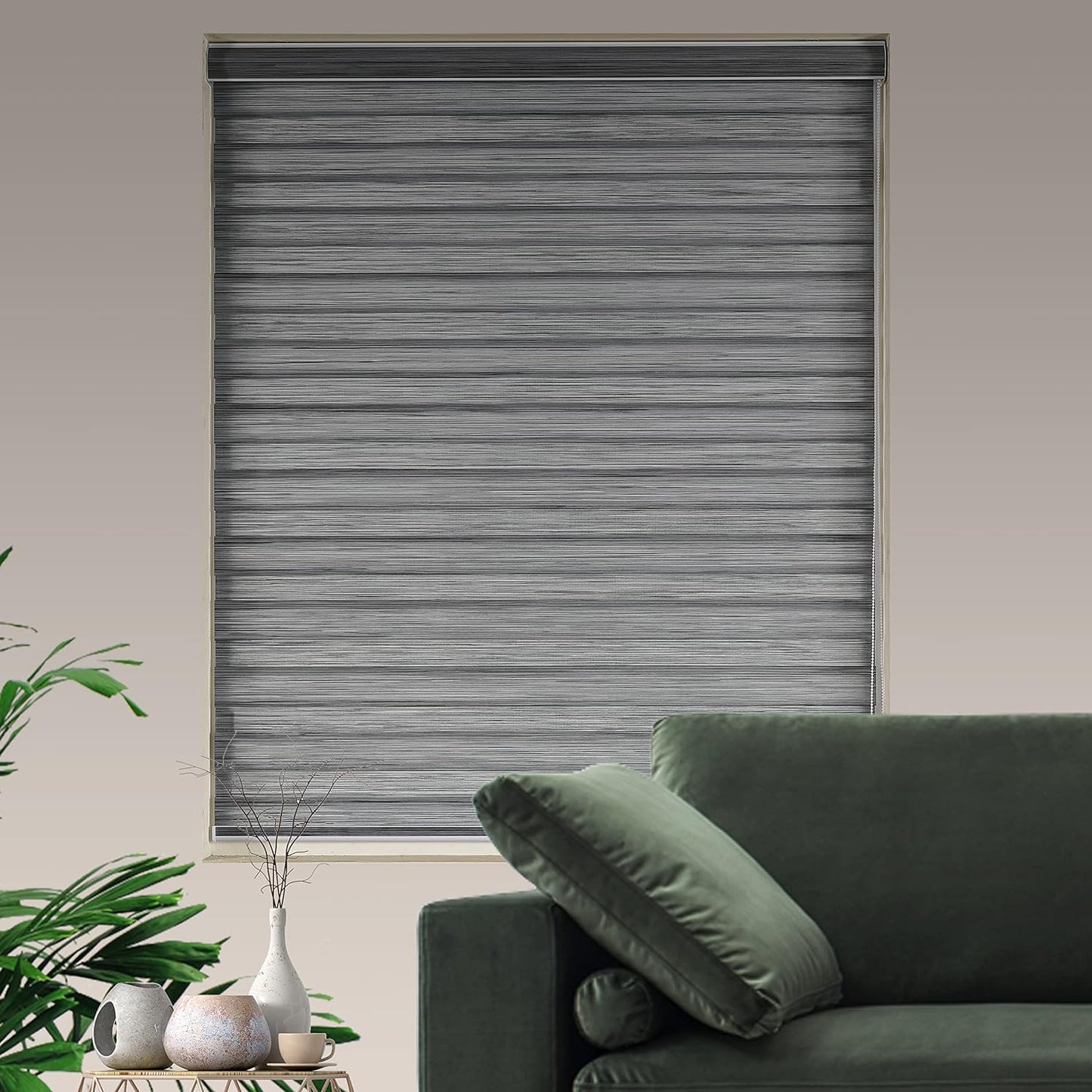 Zebra Blinds Window Blind Zebra Shade Blinds for Windows Roller Sheer Shades Privacy Light Filtering Shades for Home Kitchen Bathroom (Width 65'' X Height 72'' Grey)