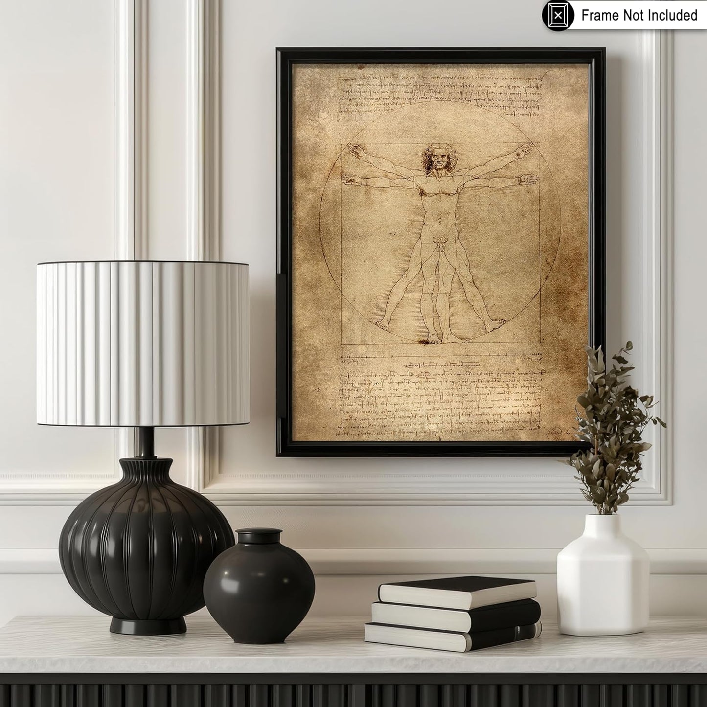 Poster Master Classic Leonardo Da Vinci Poster - Vintage Renaissance Print - Gift for Artist, Friend - Vitruvian Man, Proportion, Symmetry, Human Body - Wall Decor for Office, 24x32 Unframed Wall Art