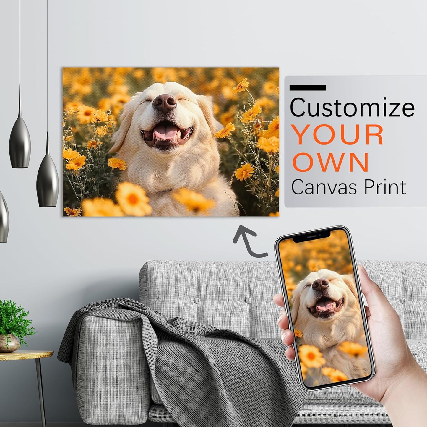 Ship Next Day - Custom Canvas Prints with Your Photos, Personalized Canvas with Pictures Print for Wall Art Bedroom, Customized Photo Gifts for Couple Men Women Mom Baby Dog Family - 14"W x 11"L