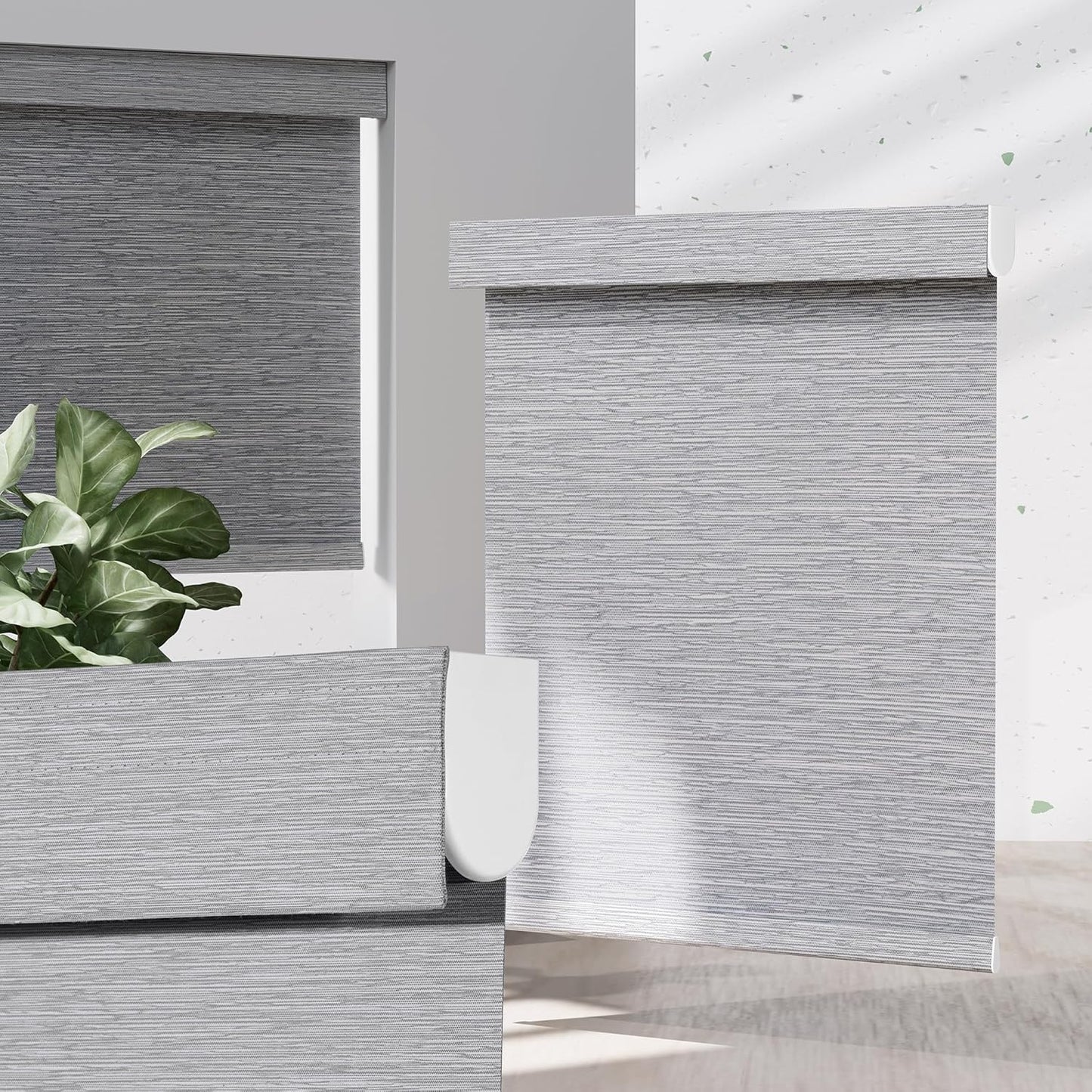 Blackout Roller Shades for Indoor Windows, Cordless Jacquard Fabric-Matched Roller Blinds, Easy to Install Privacy UV Protection Roll Up Blinds for Home Office, Grey, 34" W x 72" H