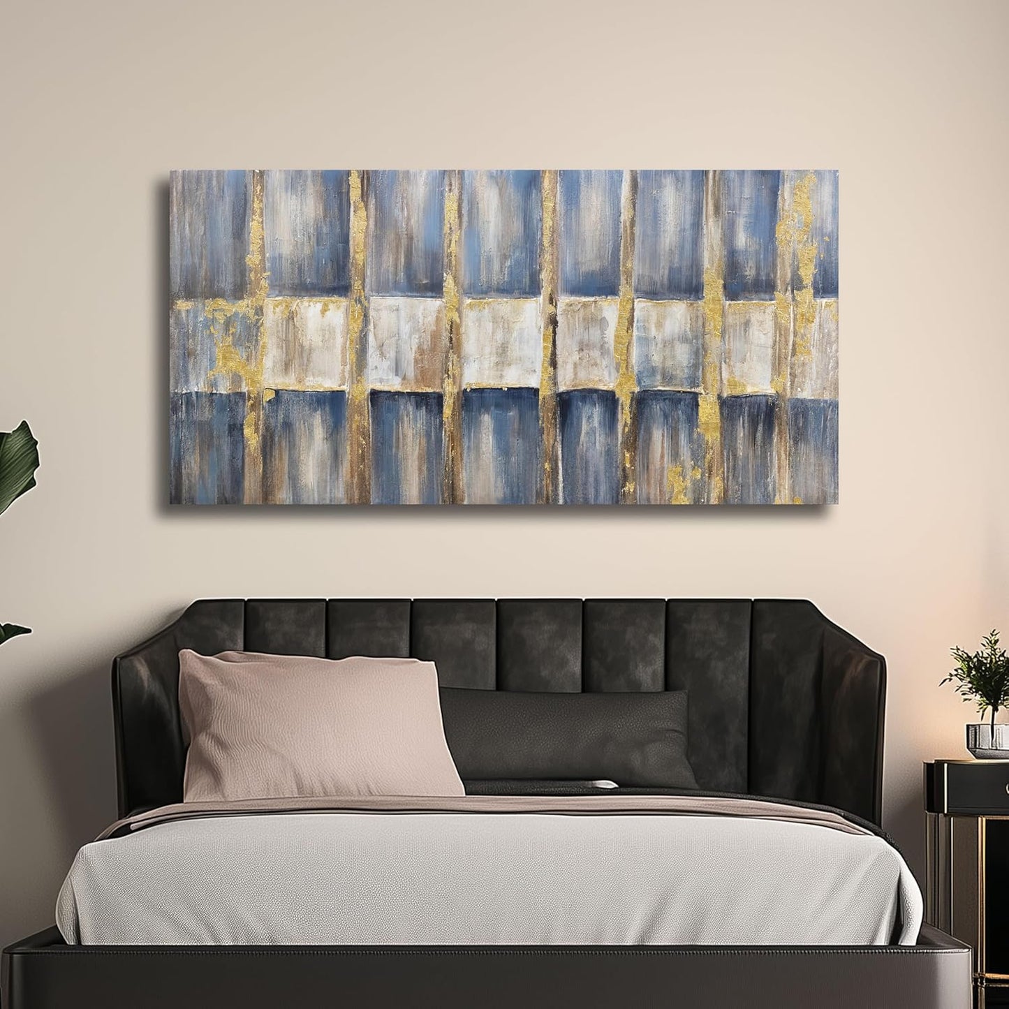 Belmrxne Large Abstract Canvas Wall Art White and Gold Wall Decor Personalized Canvas Painting Minimalist Artwork for Living Room Bedroom Dining Room Office Home Decor 30x60inch
