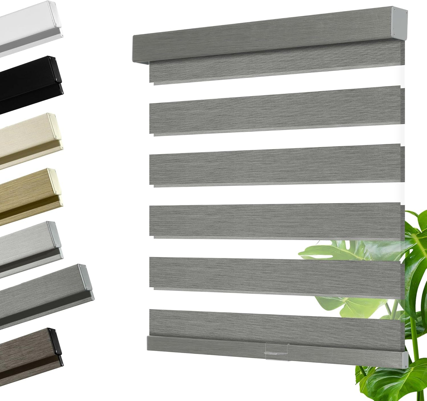 Cordless Zebra Blinds for Windows, Blackout Interior Blinds,Easy to Install,UV Protection,for Offices and Home,Custom Roller Shades, Mousse Grey,38" W x 36" H