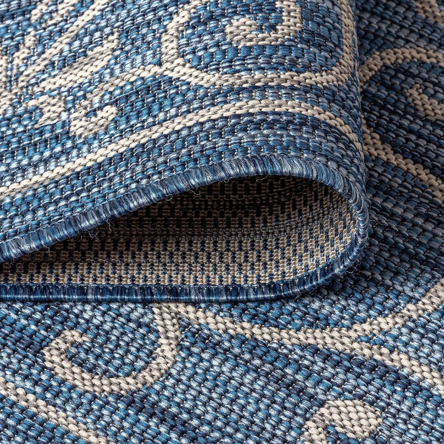 JONATHAN Y Vintage Filigree Indoor Outdoor Runner Rug 2X8 Navy/Gray, Charleston Textured Weave for Backyard, Patio, Porch, Easy-Cleaning, High Traffic, Pet-Friendly, Non-Shedding (SMB106D-28)