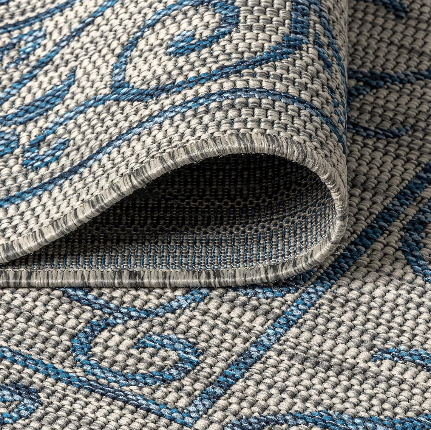 JONATHAN Y Vintage Filigree Indoor Outdoor Area Rug 9X12 Gray/Navy, Charleston Textured Weave for Backyard, Patio, Porch, Easy-Cleaning, High Traffic, Pet-Friendly, Non-Shedding (SMB106C-9)